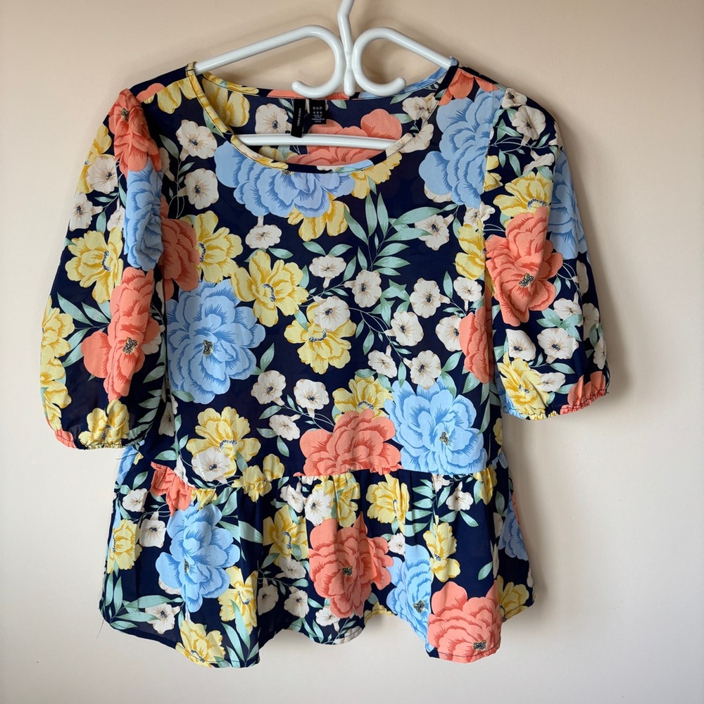 Vero Moda Floral Blouse Peplum T-shirt Women’s Feminine Summer Top